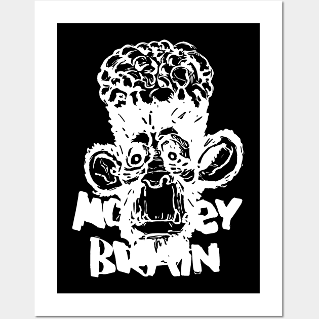 Monkey Brains Logo White Wall Art by GodsBurden